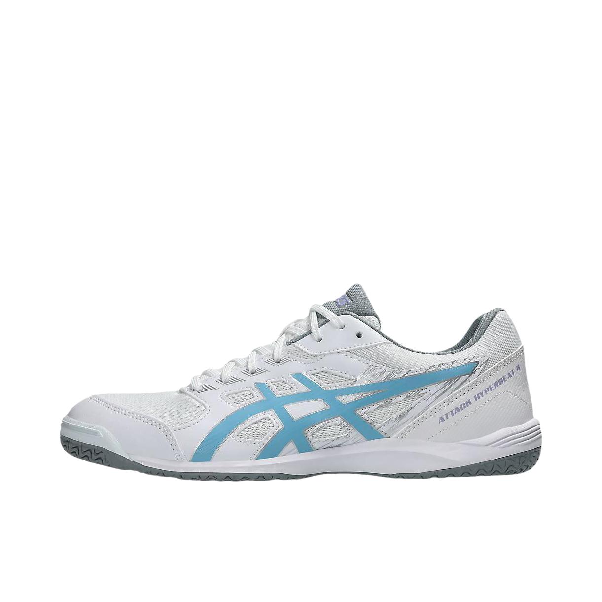 推荐商品：Asics/亚瑟士 Attack Hyperbeat 4 逐鹿 防滑耐磨 减震透气 牛筋底 兵乓球 训练鞋 奶白色/蓝色