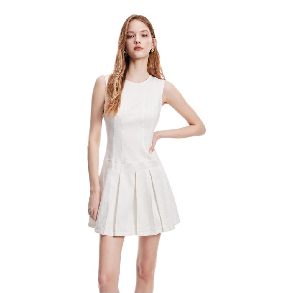 推荐商品：ONLY 2026SS 无袖牛仔提花字母印花连衣裙 女装 126142008 白