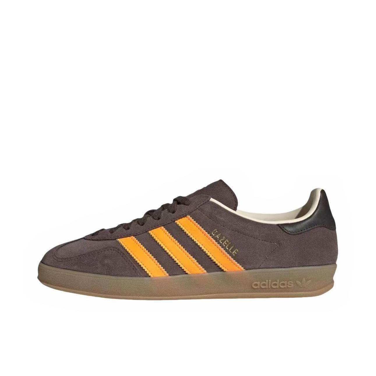 推荐商品：adidas Originals Gazelle T头鞋 德训鞋 板鞋 轻便复古薄底舒适百搭减震耐磨贴合圆头 棕色/黑色/黄色