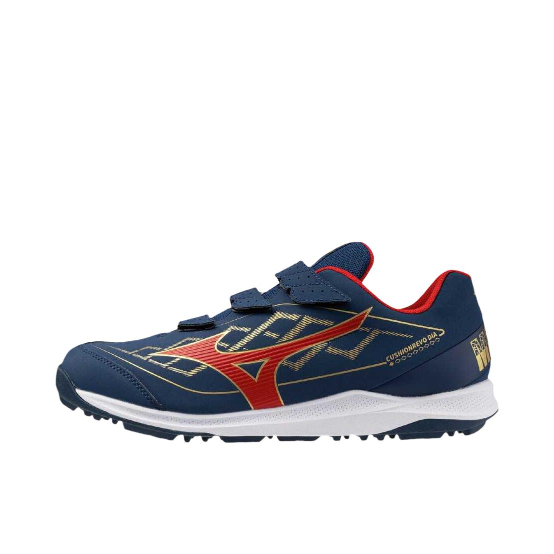 推荐商品：Mizuno/美津浓 Cushion Revo Pro 运动休闲鞋 百搭低帮圆头魔术贴 海军蓝/红色/金色