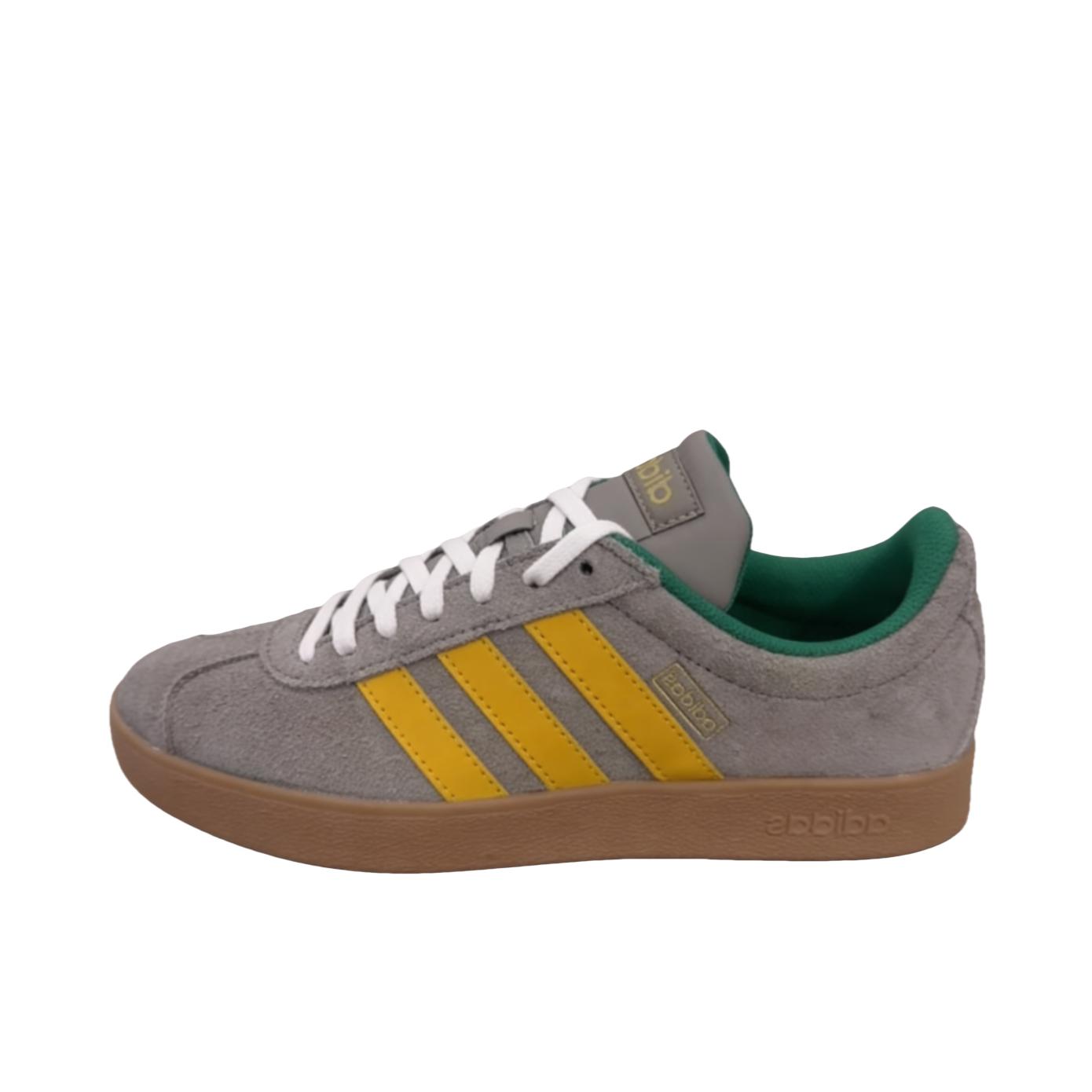 推荐商品：adidas VL Court T头鞋 德训鞋 板鞋 休闲舒适轻便减震耐磨防滑轻运动复古圆头 灰色/黄色