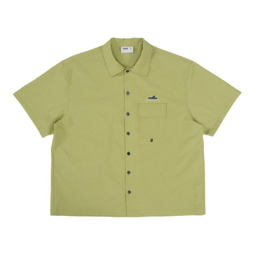 推荐商品：STRIIS 复古轻薄泡泡纱刺绣短袖衬衫 绿