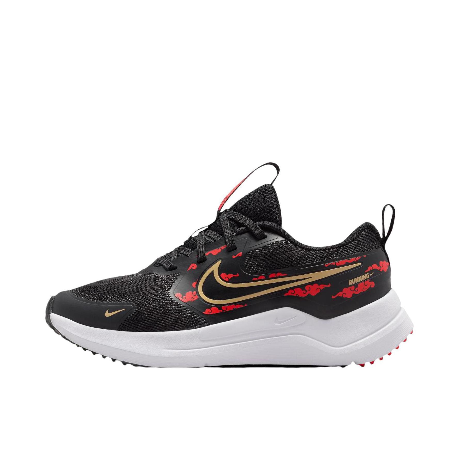 推荐商品：Nike Cosmic Runner 跑鞋 防滑耐磨舒适透气缓震轻便低帮平跟时尚百搭贴合 大童/黑色/金属金/大学红