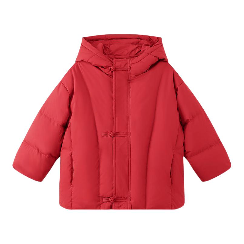 推荐商品：zosee/左西童装 中式盘扣连帽羽绒服 中大童 ZY234035 红