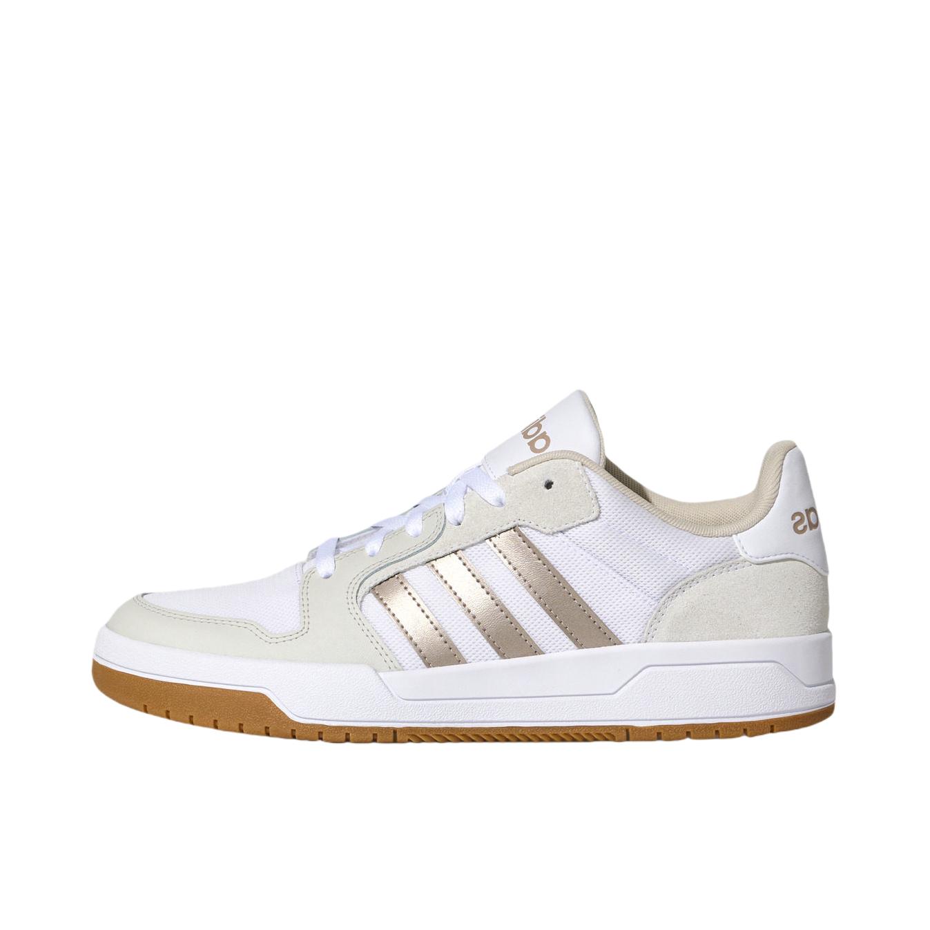 推荐商品：adidas neo Entrap 板鞋 防滑耐磨舒适透气复古防水美式校园风少年感圆头平跟 白色/树脂黄/香槟金属色