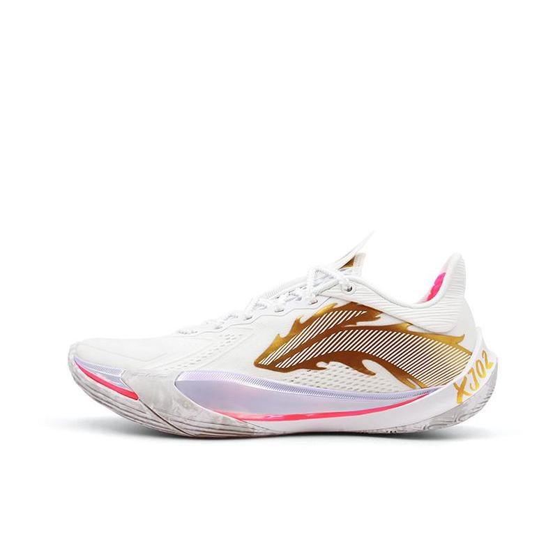 推荐商品：李宁 音速13 v2 篮球鞋 低帮轻量高回弹稳定支撑轻质抗扭抓地包裹防滑减震比赛 标准白/亮金色