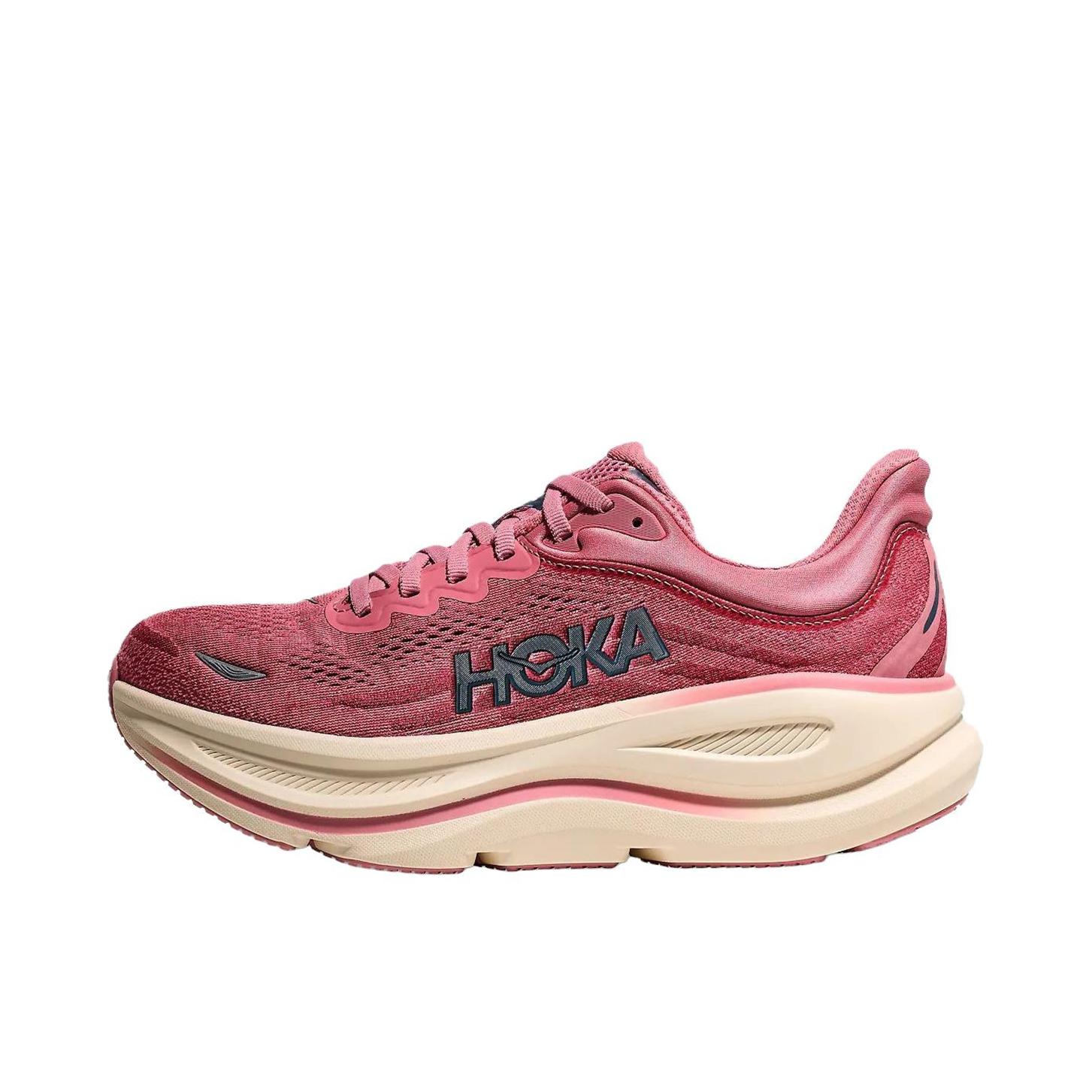 推荐商品：HOKA ONE ONE Bondi 9 越野跑鞋 防滑耐磨缓震透气低帮舒适百搭 深粉色 