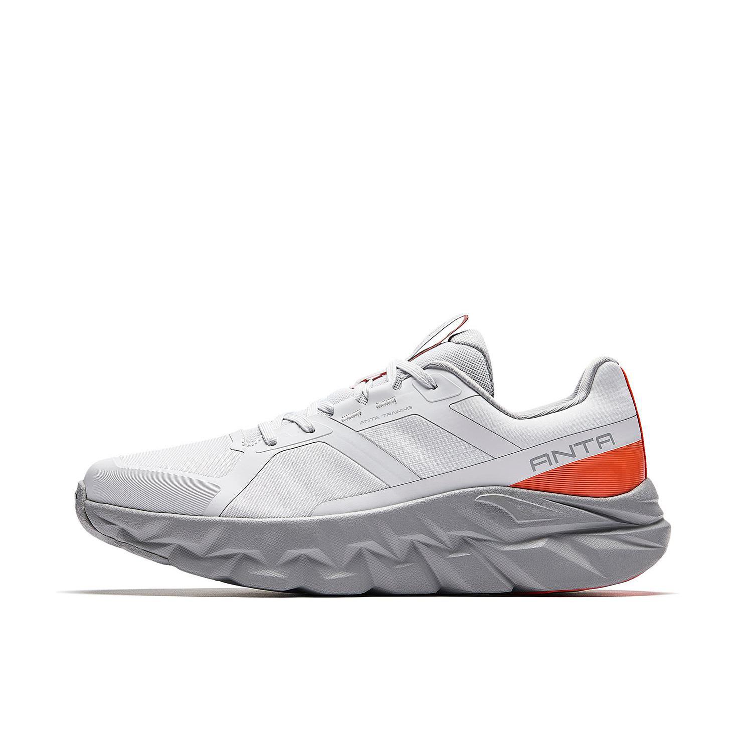 推荐商品：安踏 燃炼X 训练鞋 耐磨减震防滑 沙粒灰/彤橘色