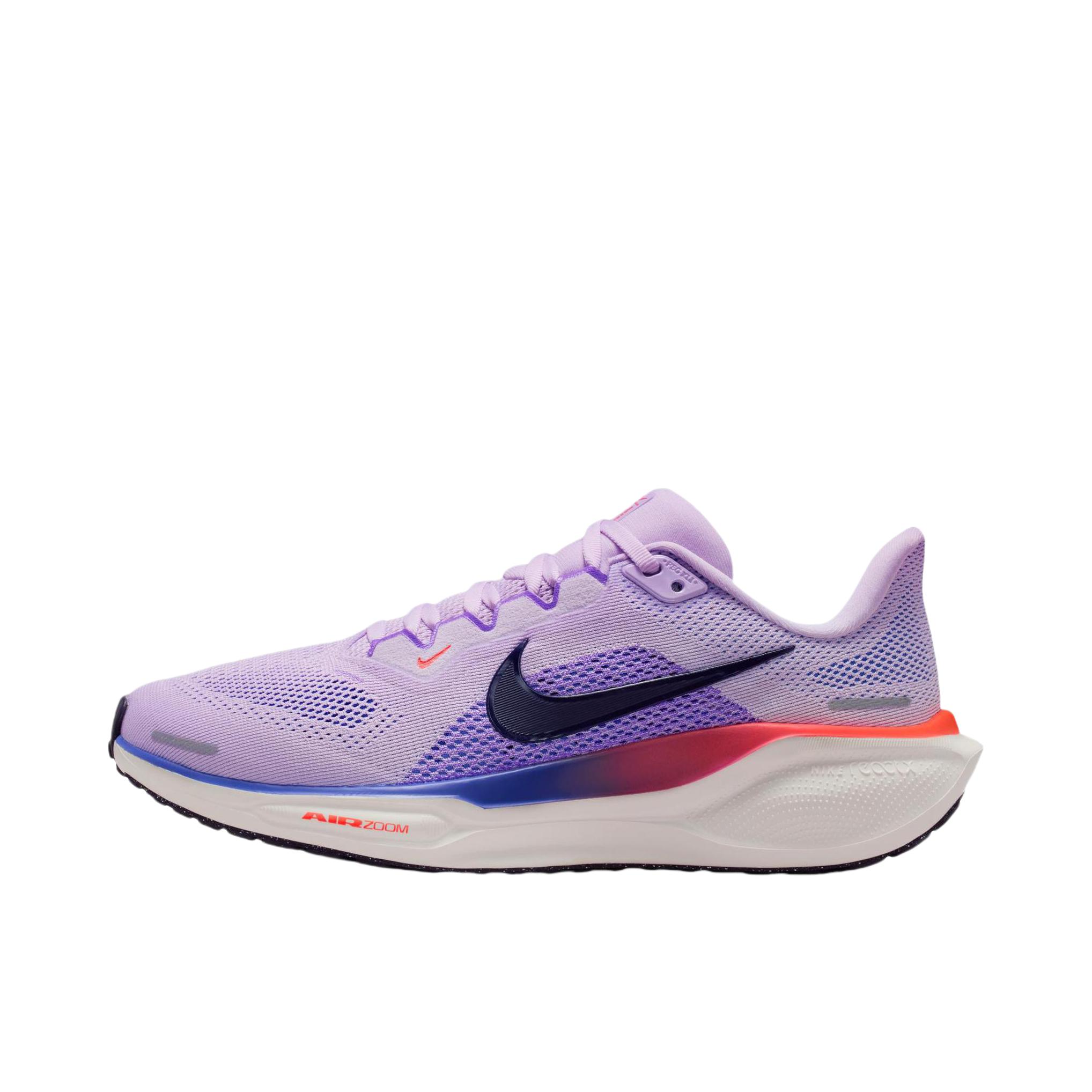 推荐商品：Nike Air Zoom Pegasus 41 飞马 跑鞋 ReactX泡绵缓震透气轻便回弹训练防滑马拉松短跑支撑贴合耐用 紫色/黑色