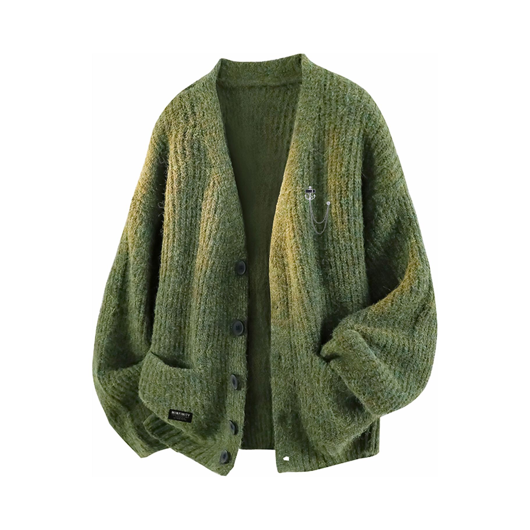 推荐商品：minfinity&roarguns 复古单排扣亲肤长袖毛衣 DWM939F0 绿
