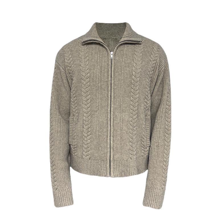 推荐商品：J CAESAR 拉链亲肤肌理长袖针织衫 JC25SS006 卡其