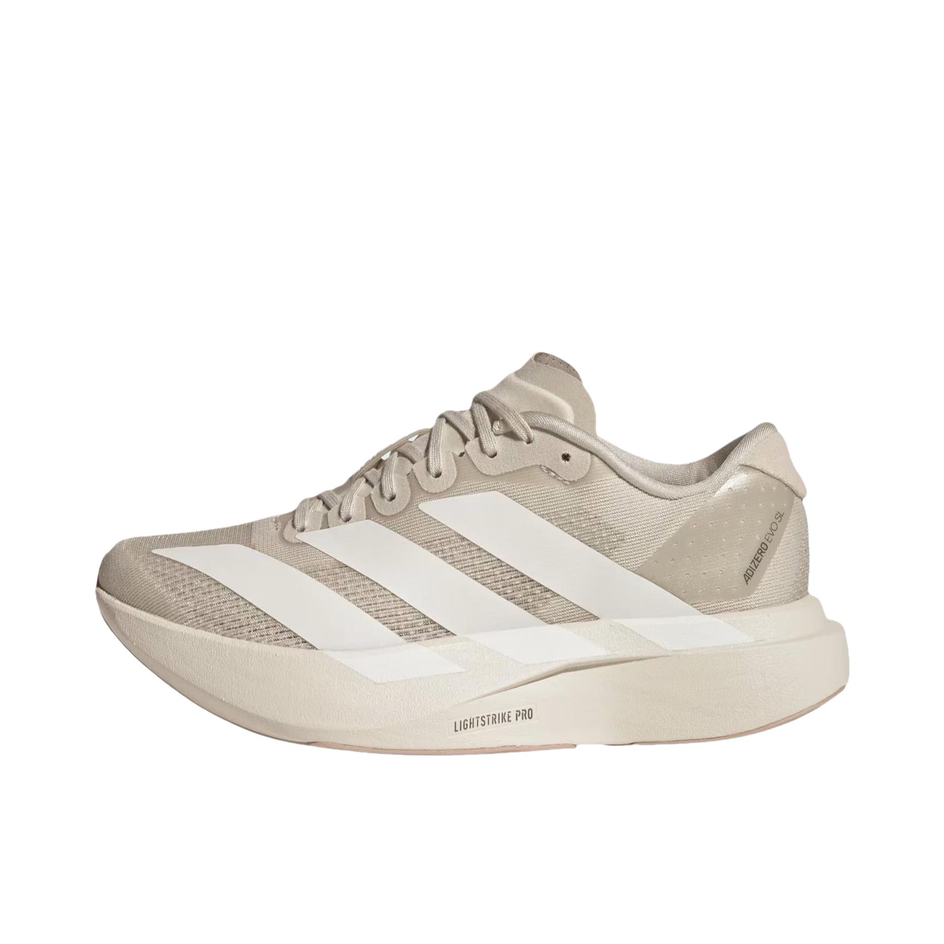 推荐商品：【梅西同款】 adidas Adizero Evo SL 跑鞋 缓震防滑圆头轻便运动马拉松竞速训练 大童/米色