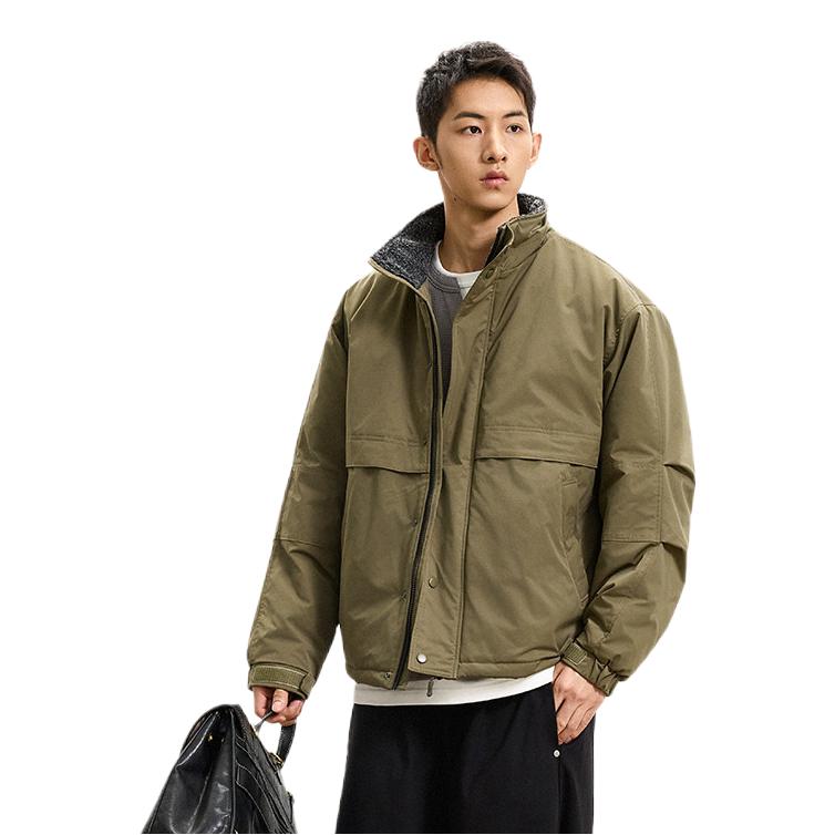 推荐商品：WEDENBORG 新雪丽日系复古羊羔绒领长袖棉服 军绿