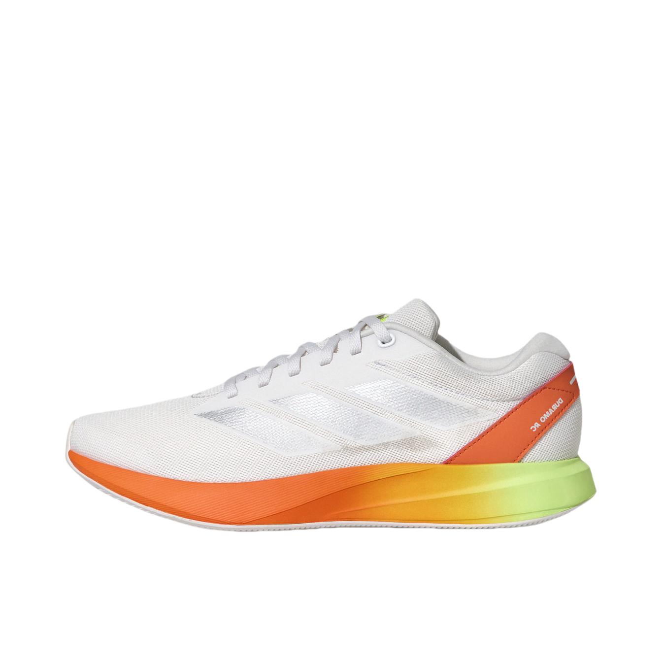 推荐商品：adidas Duramo Rc 跑鞋 织物轻盈减震防滑耐磨网布透气支撑 晶白色/金属银/纯橙色