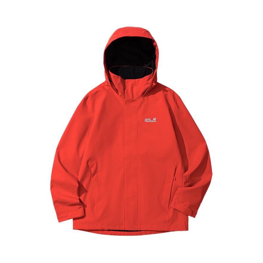 推荐商品：Jack Wolfskin 透气速干狼爪可拆卸帽字母硬壳冲锋衣 A63903A 烈焰红