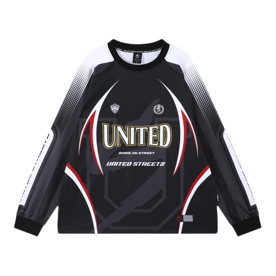 推荐商品：UNITED STREETZ/US联邦街牌 速干透气酷飒高弹长袖紧身衣 哈雷黑