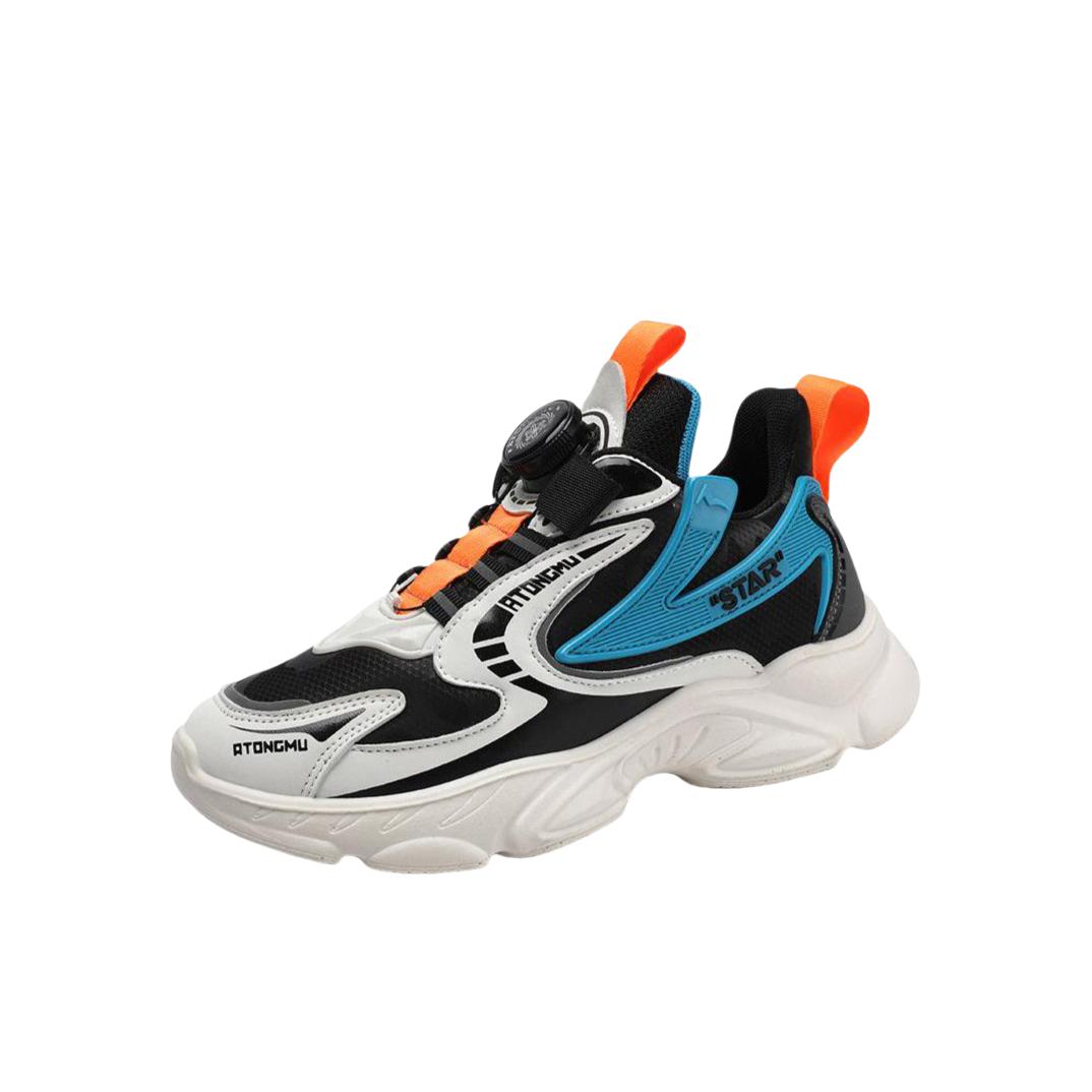 推荐商品：ATONGMU/阿童木 旋转纽扣 耐磨 网面透气 运动鞋儿童 ATMFL707 小童/皮面/蓝色
