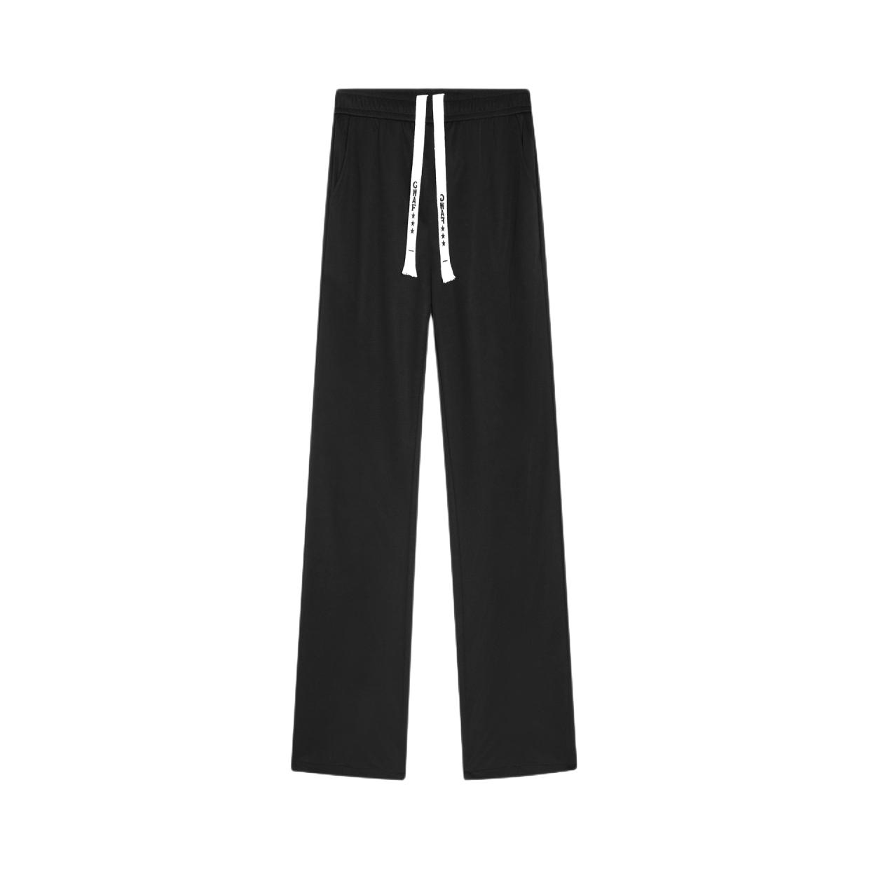 推荐商品：GWAF 直筒微喇系带垂感针织运动长裤 GAL-YA8H-TP01 黑