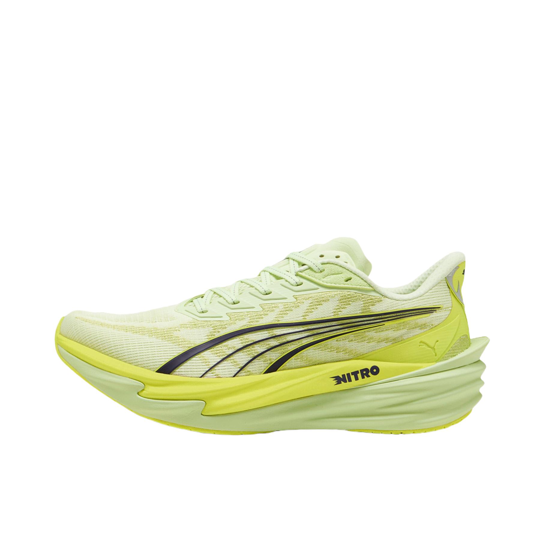 推荐商品：Puma/彪马 Deviate Nitro 4 彪破4 跑鞋 舒适缓震防滑贴合回弹长距离氮气科技日常跑轻便竞速 男款/青苹果绿/柠檬色