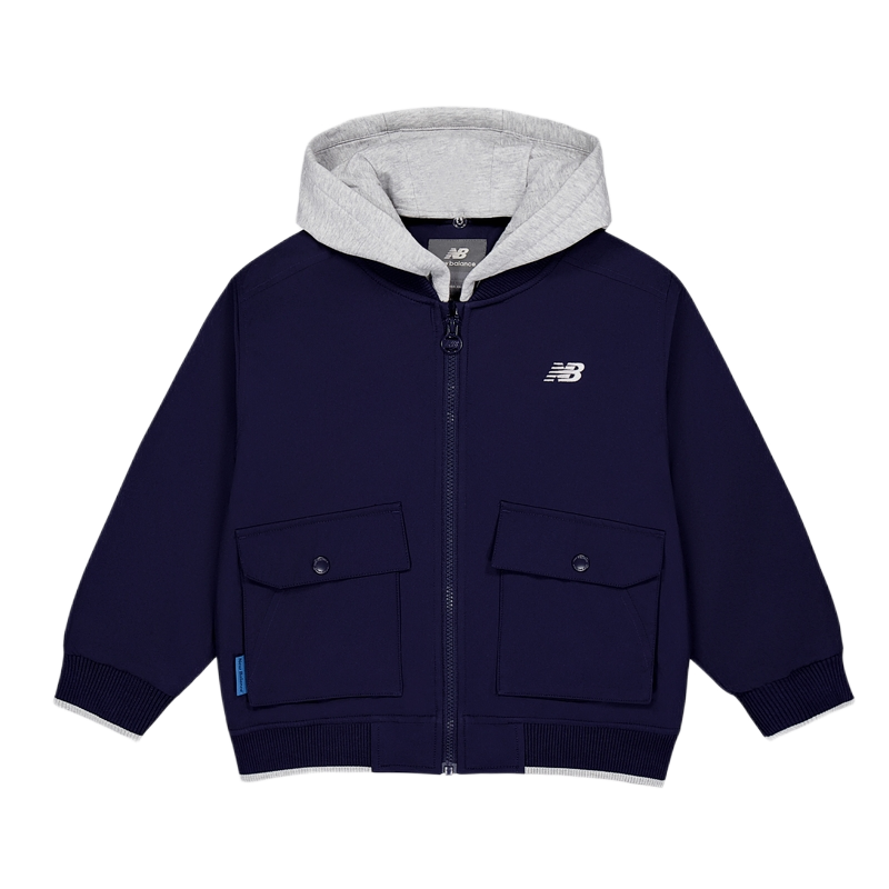 推荐商品：New Balance童装 假两件防水连帽棉服 中大童 7QF41013 蓝