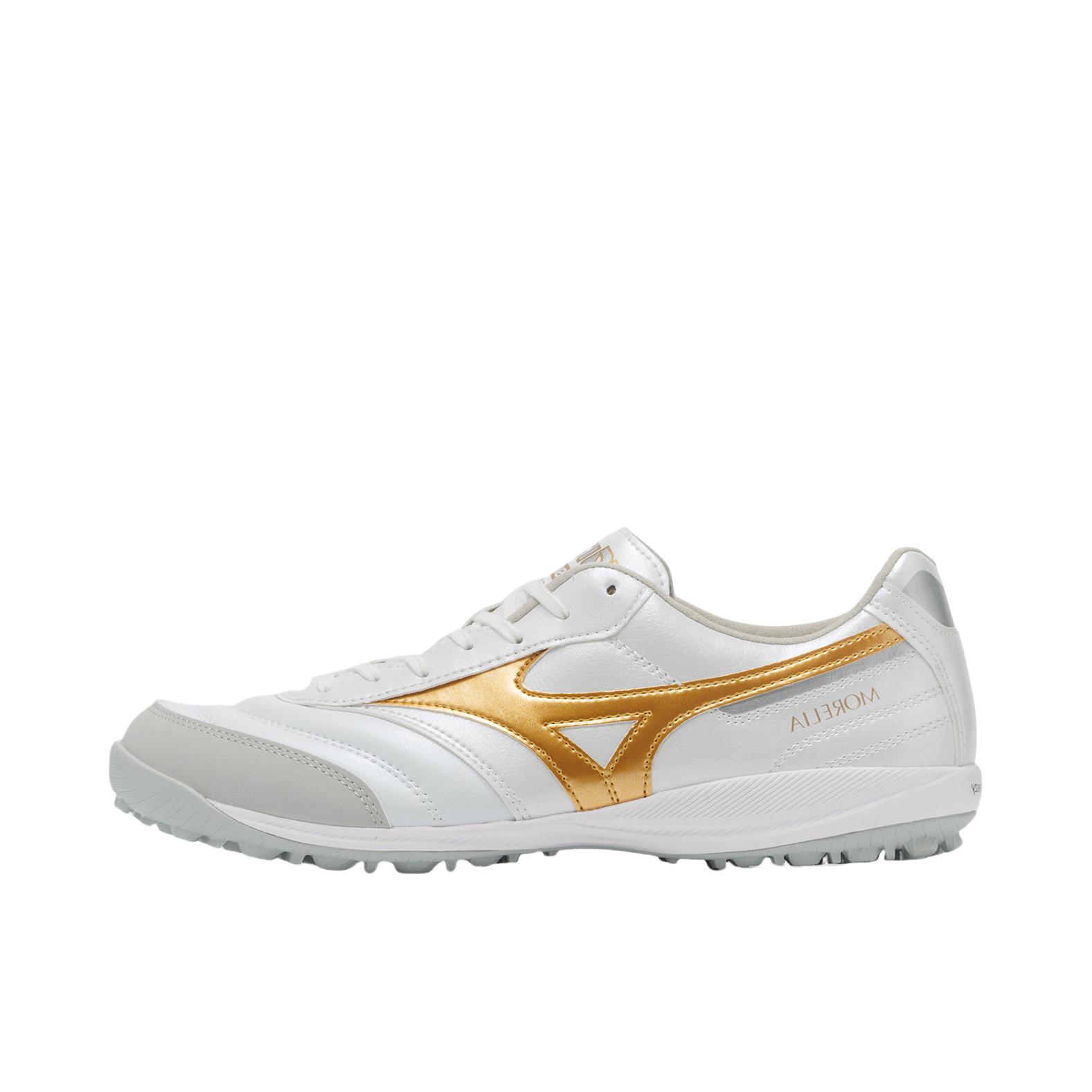 推荐商品：Mizuno/美津浓 足球鞋 顶级碎钉防滑耐磨缓震胶质圆头休闲百搭 纯白色/金色