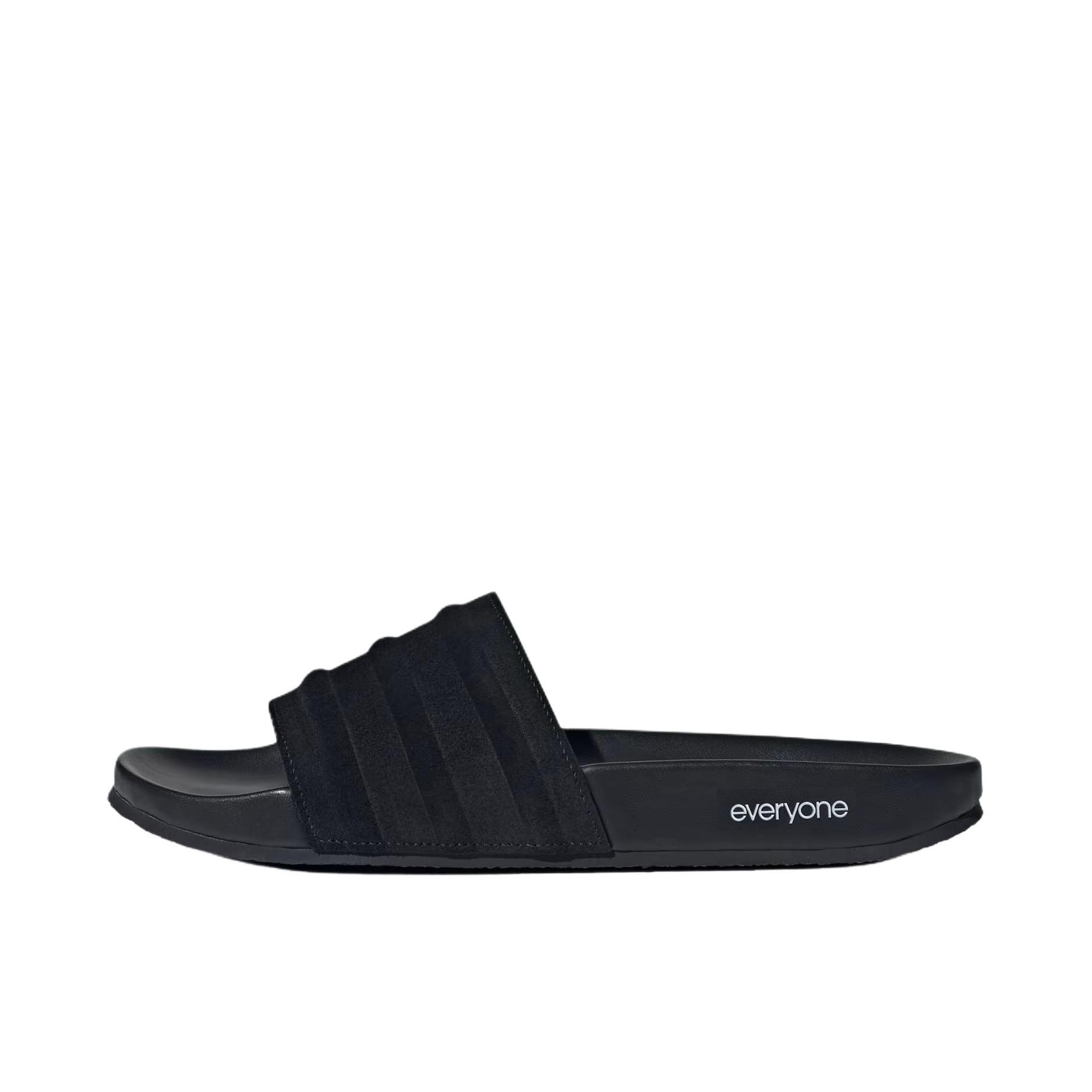 推荐商品：adidas Adilette Slides 柔软 防滑 舒适 一字 拖鞋 everyone联名/黑色