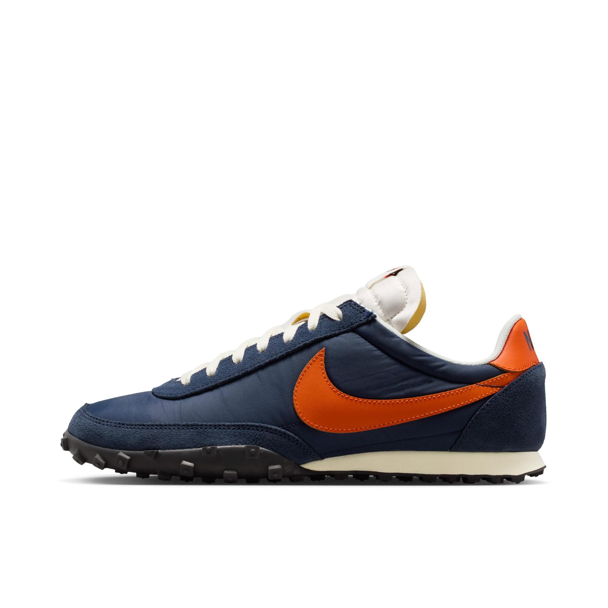 推荐商品：Nike Waffle Racer 跑鞋 防滑耐磨舒适透气织物运动绒面革 蓝色/橙色
