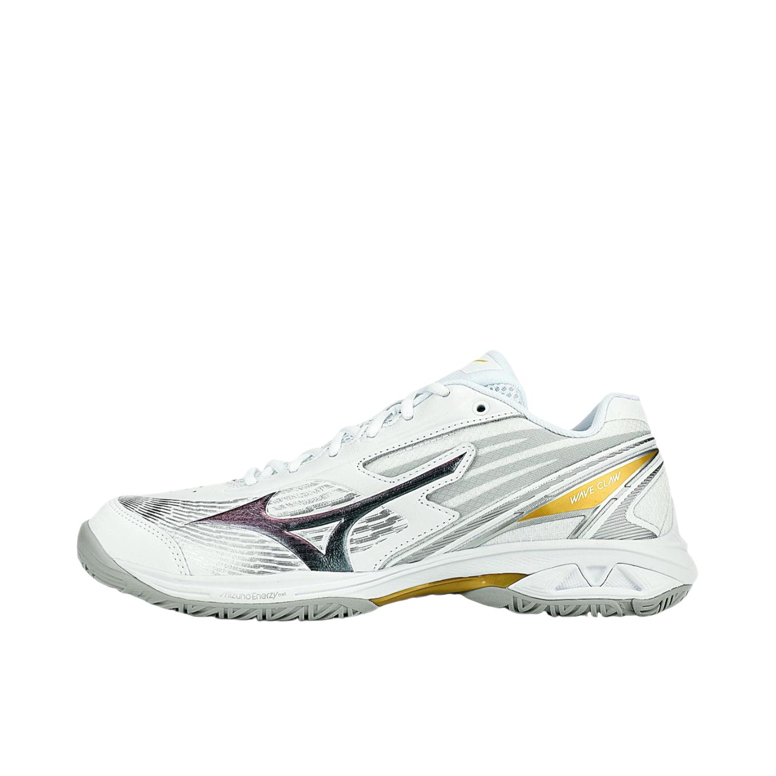 推荐商品：Mizuno/美津浓 WAVE CLAW PRO 3 羽毛球鞋 低帮减震防滑圆头 白色/银色/紫色