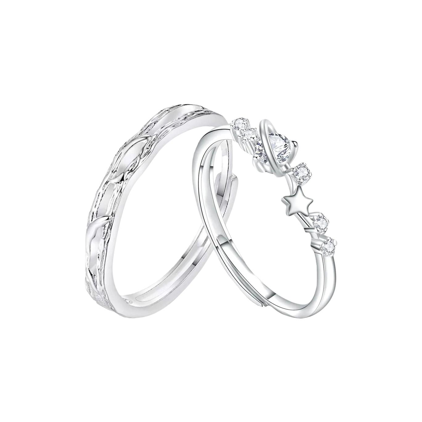 推荐商品：记福喜 连理枝星球足银情侣戒指 JFXJZ027