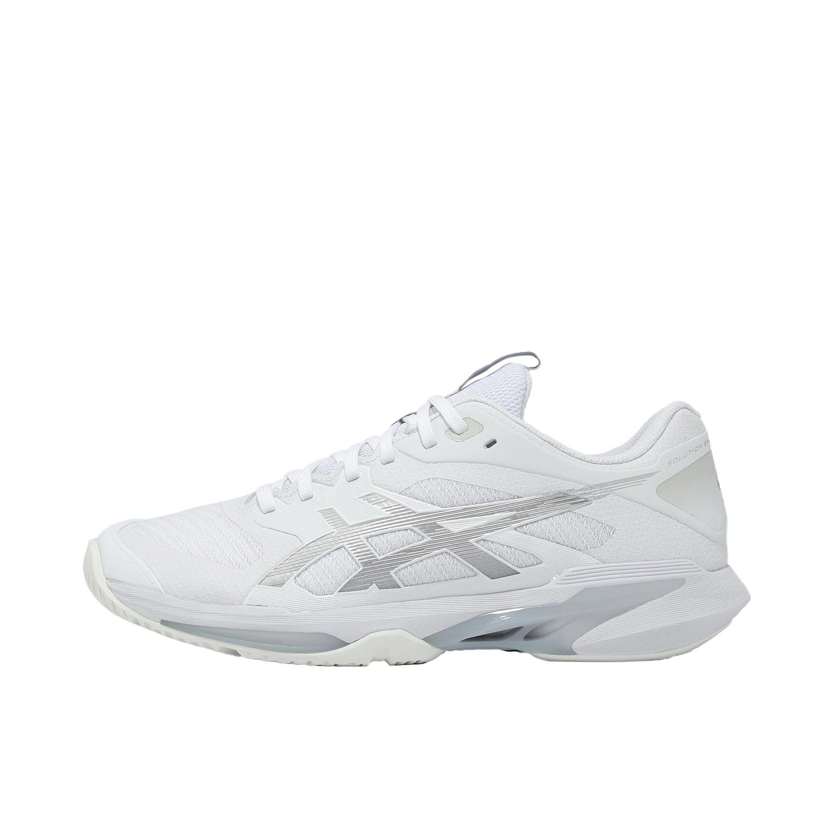 推荐商品：Asics/亚瑟士 SOLUTION SPEED FF 4 网球鞋 系带舒适运动轻量回弹贴合耐穿防滑稳定支撑减震 白色/纯银色