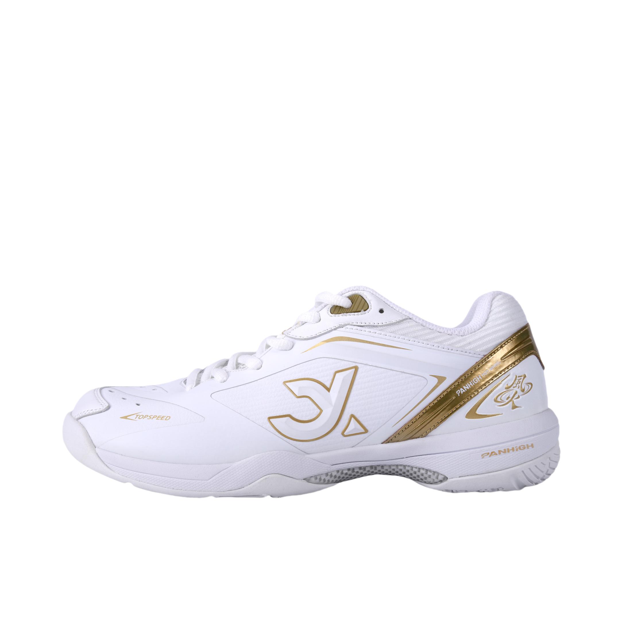 推荐商品：蟹羽 风火轮 羽毛球鞋 防滑耐磨透气包裹性 白色/金色