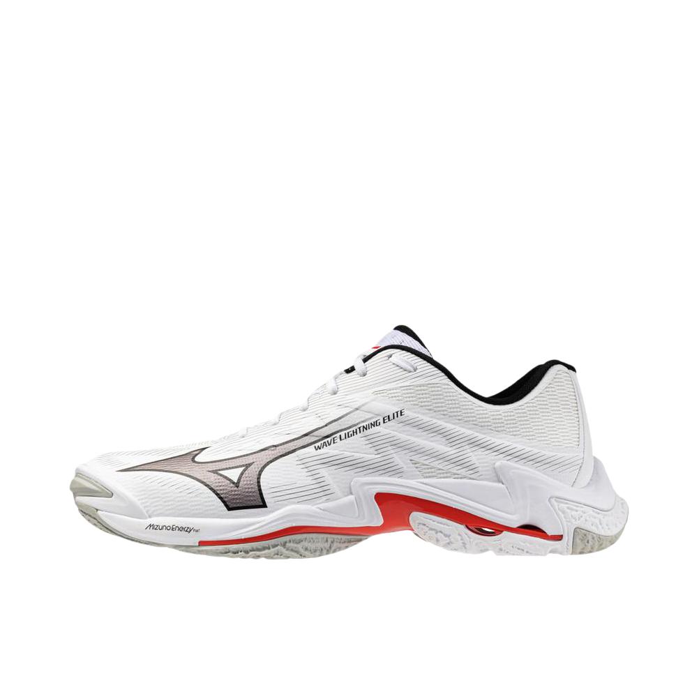 推荐商品：Mizuno/美津浓 Wave Lightning Elite 排球鞋 圆头厚底系带贴合 白色/红色/黑色