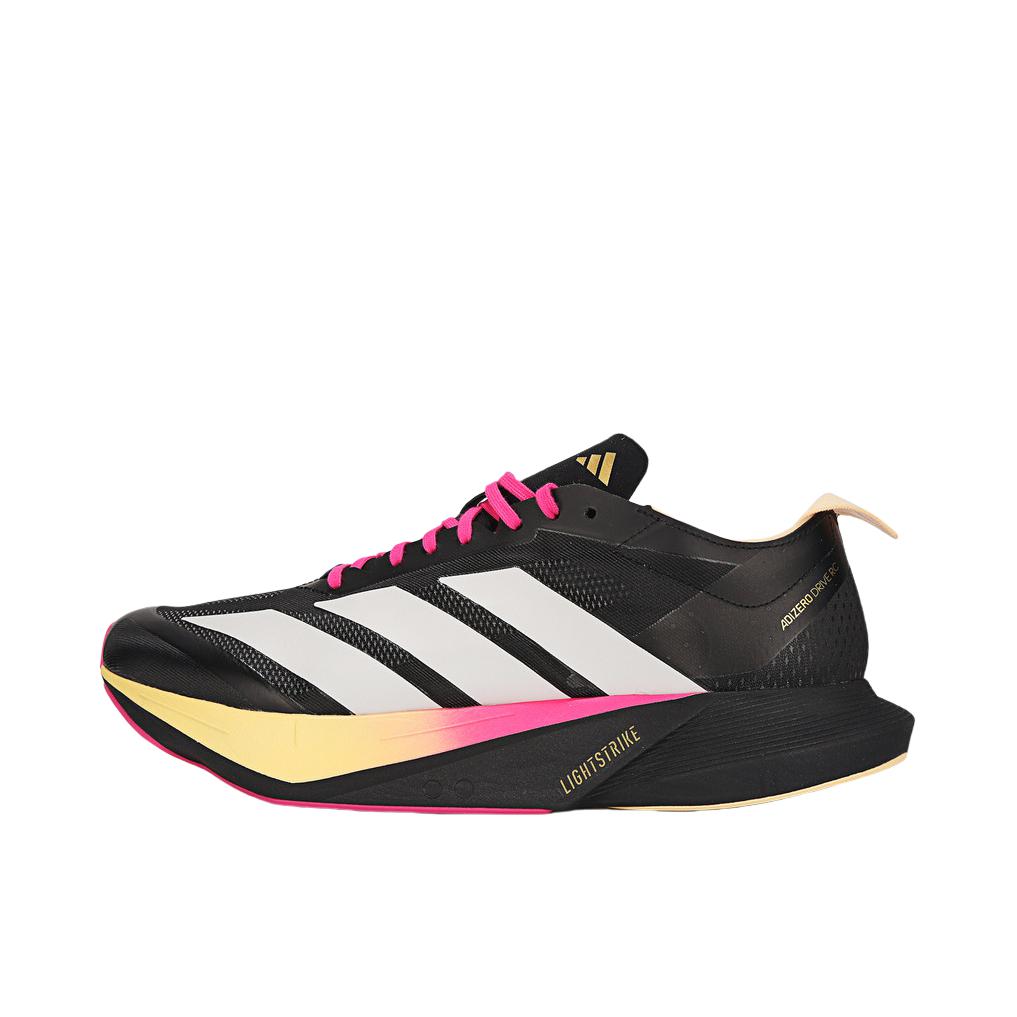 推荐商品：adidas ADIZERO DRIVE RC 跑鞋 专业竞速减震支撑回弹涤纶轻便防滑 黑色/白色/粉色