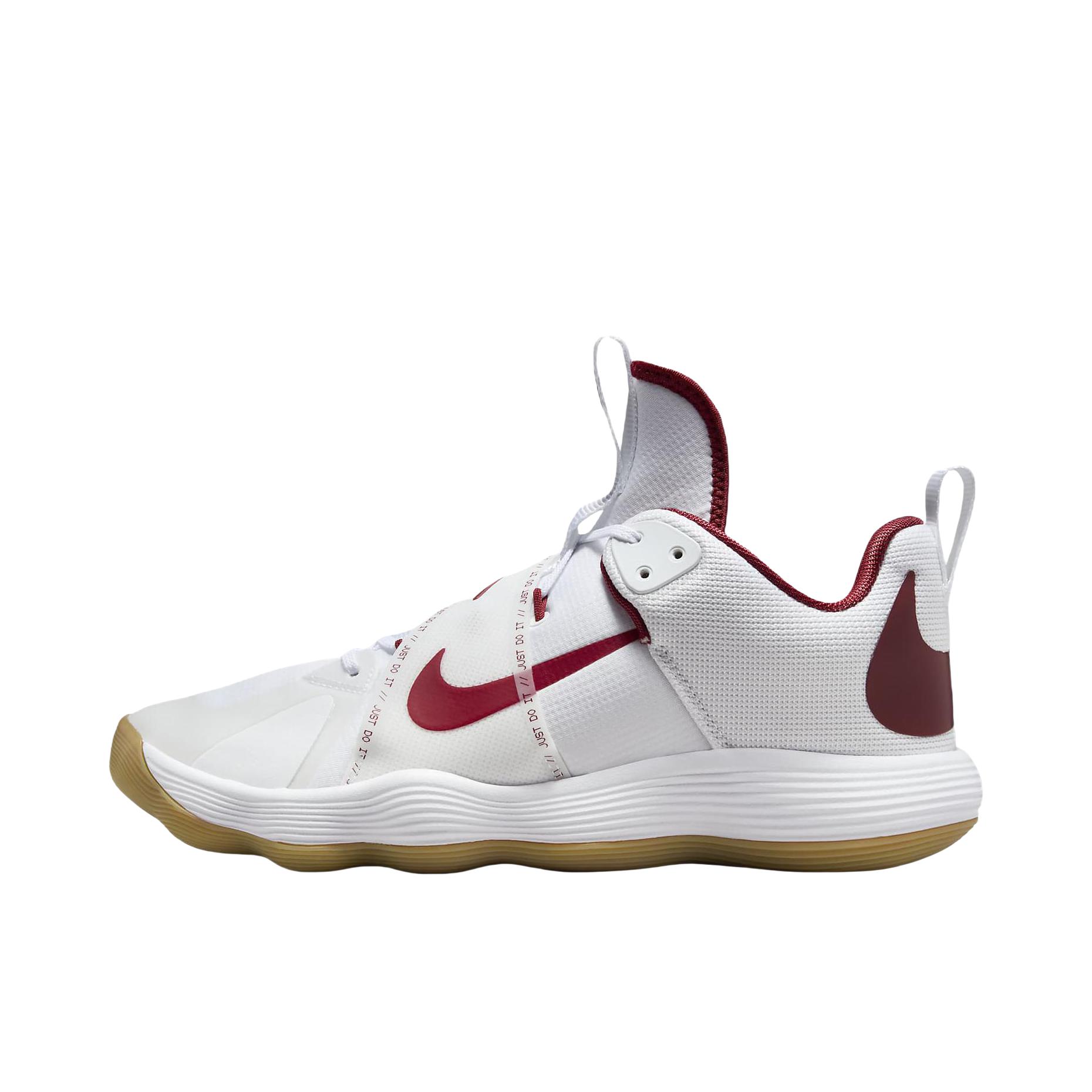 推荐商品：Nike React Hyperset 实战 耐磨舒适 防滑透气 圆头 支撑 织物 排球鞋 白色/深红色