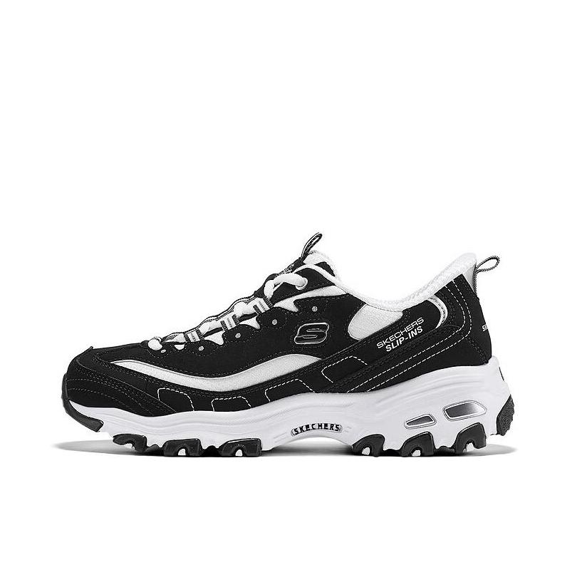 推荐商品：Skechers/斯凯奇 SPORT WOMENS 老爹鞋 闪穿鞋 百搭绑带休闲一脚蹬 女款/黑色/白色
