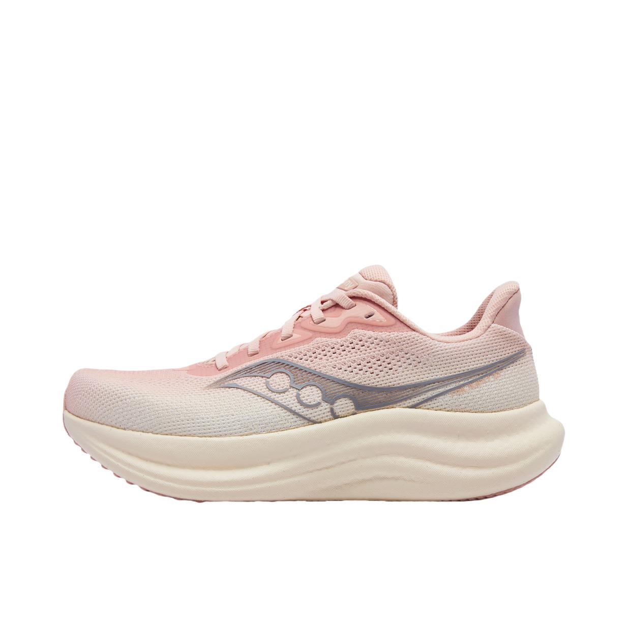 推荐商品：Saucony/索康尼 Triumph 胜利 23 跑鞋 慢跑缓震支撑训练防滑轻便 浅粉色