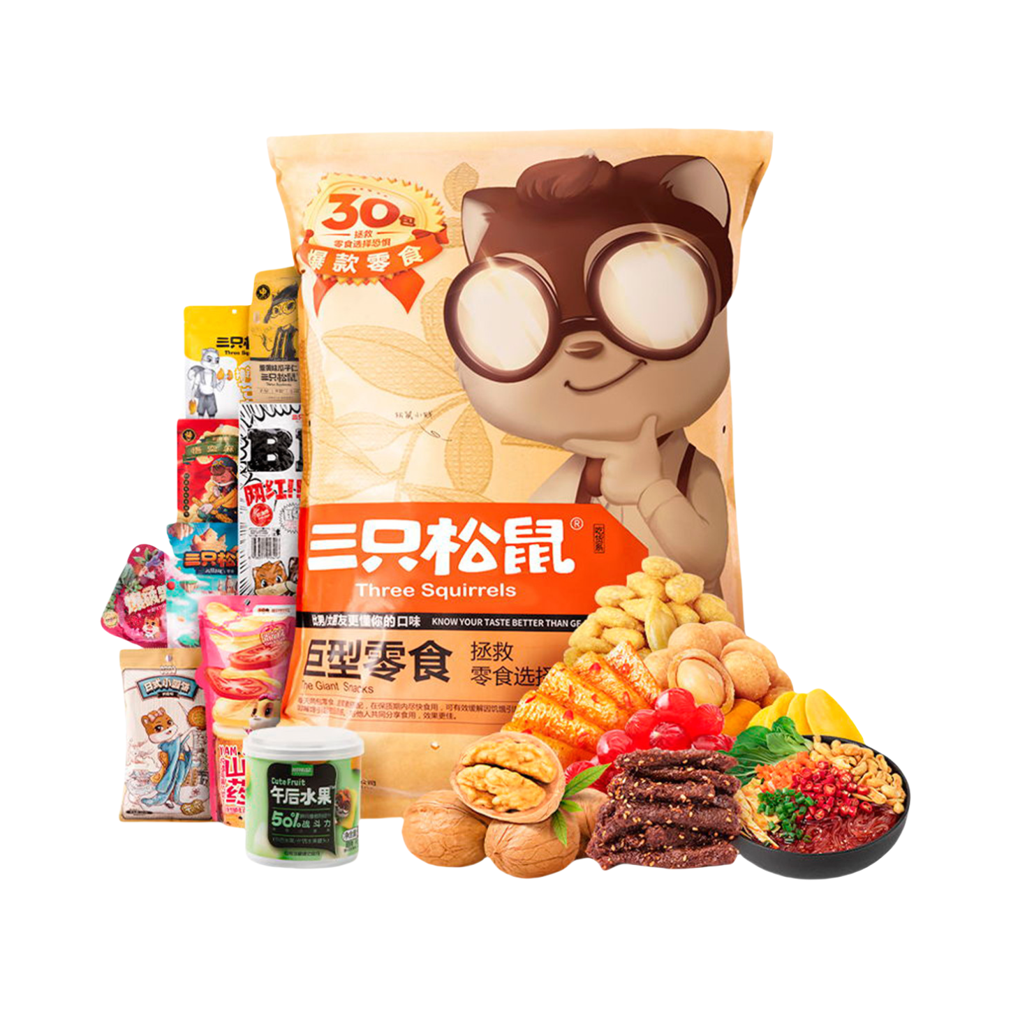 推荐商品：三只松鼠 巨型零食 礼包装