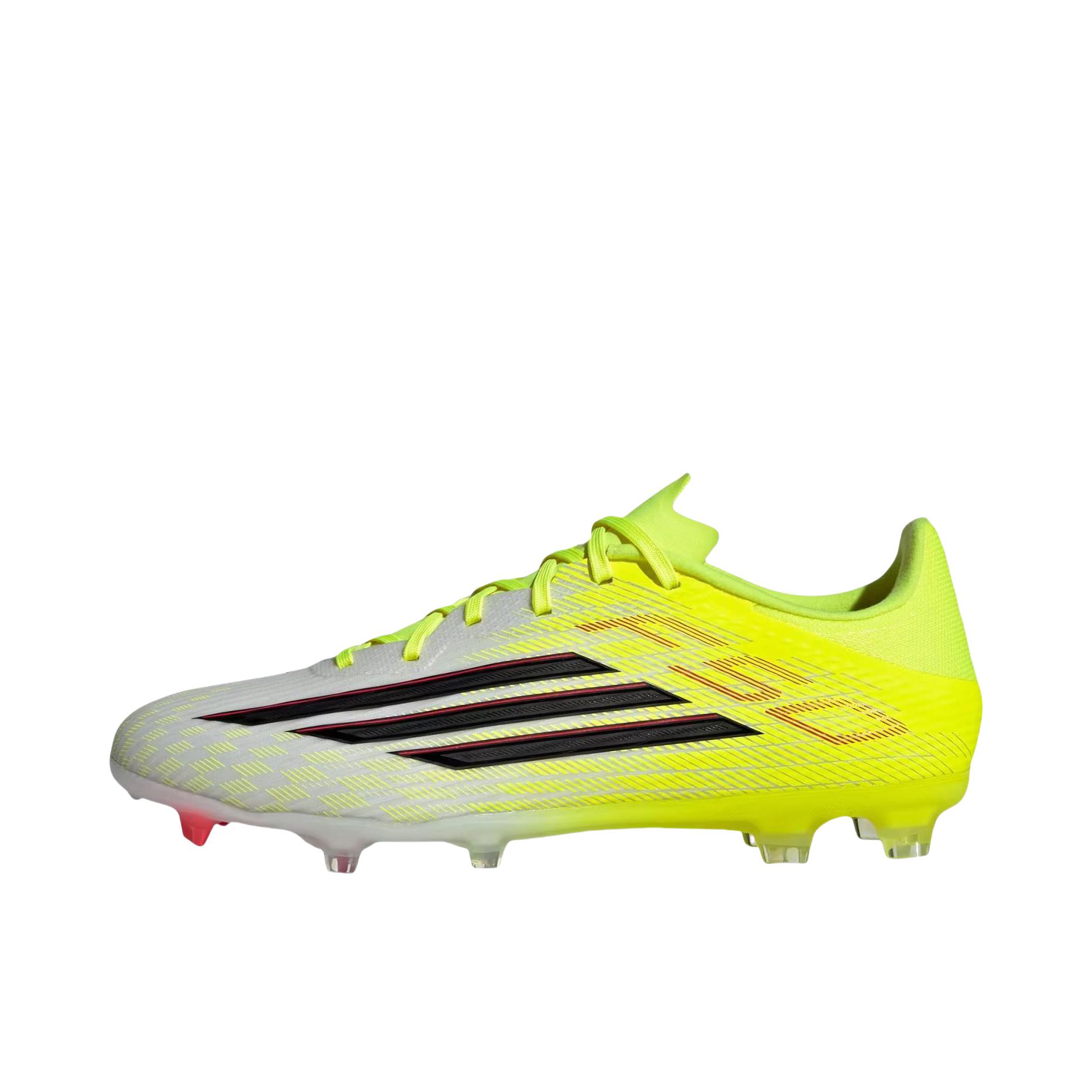 推荐商品：adidas F50 LEAGUE MG/FG 中端 胶质混钉 硬天然草场 防滑耐磨 足球鞋 太阳黄/核心黑/亮红色