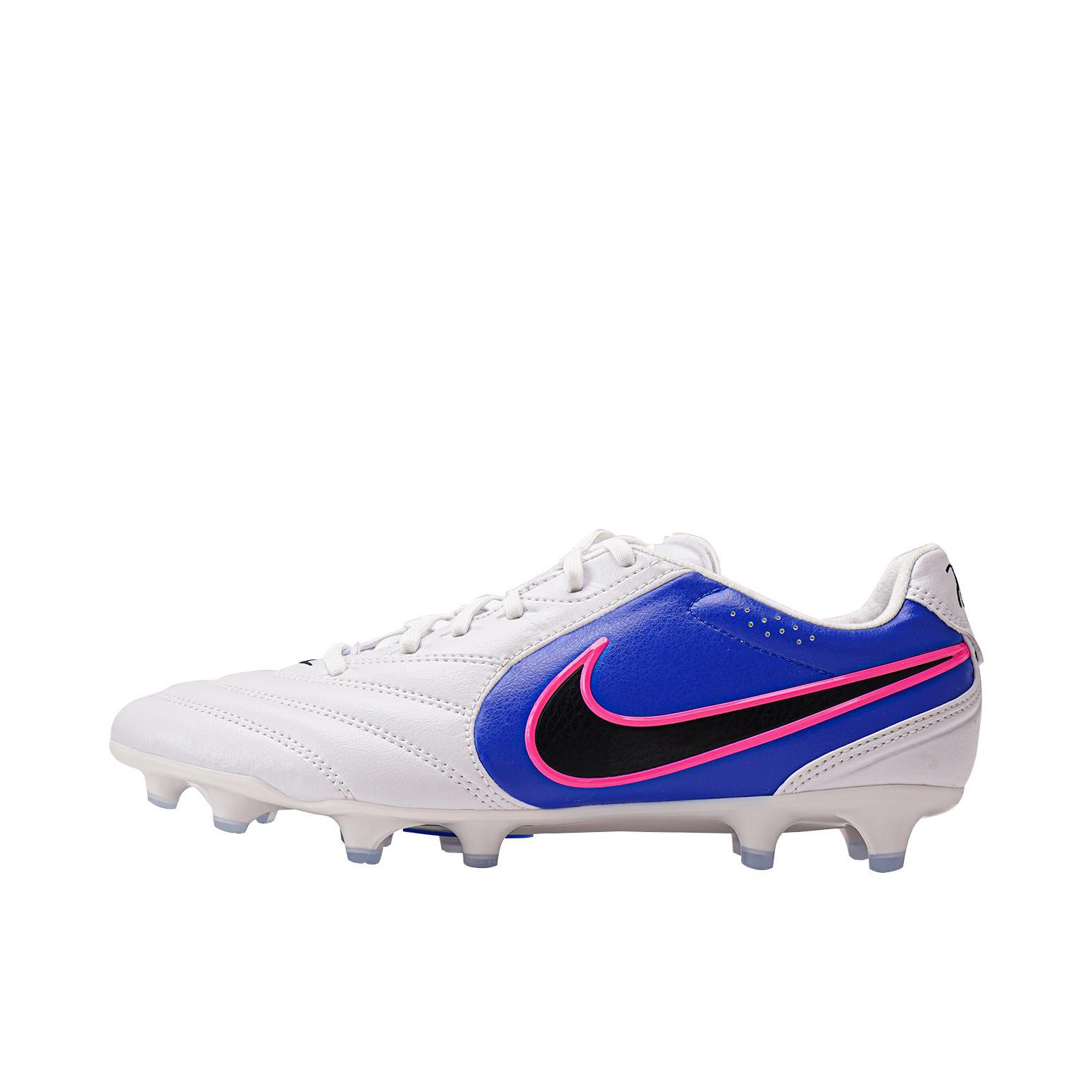 推荐商品：Nike TIEMPO LIGERA PRO FG 足球鞋 胶质长钉真草系带舒适合成革耐穿圆头 蓝色