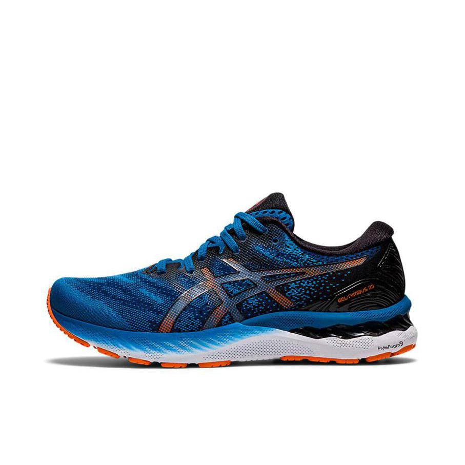 推荐商品：Asics/亚瑟士 Gel-Nimbus 23 跑鞋 缓震回弹防滑耐磨网面透气舒适支撑马拉松时尚织物圆头 深蓝/黑色/橙色