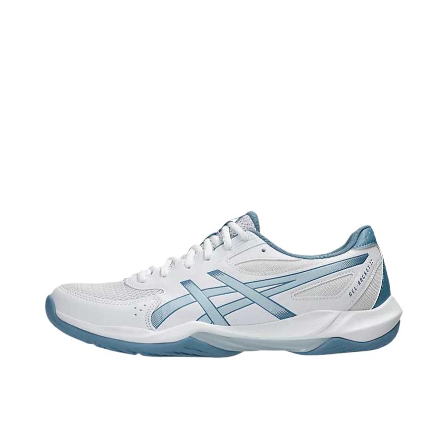 推荐商品：Asics/亚瑟士 GEL-ROCKET 12火箭12 训练鞋 柔软防滑耐磨低帮支撑 人造革 宽版/白色/冷灰色 