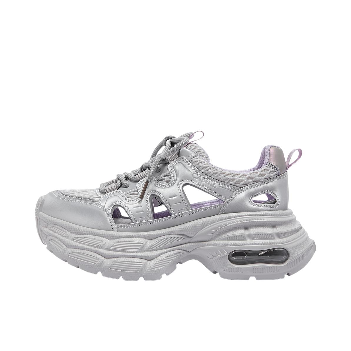 推荐商品：骆驼 老爹鞋 柔软简约厚底舒适 女款/银色/紫色