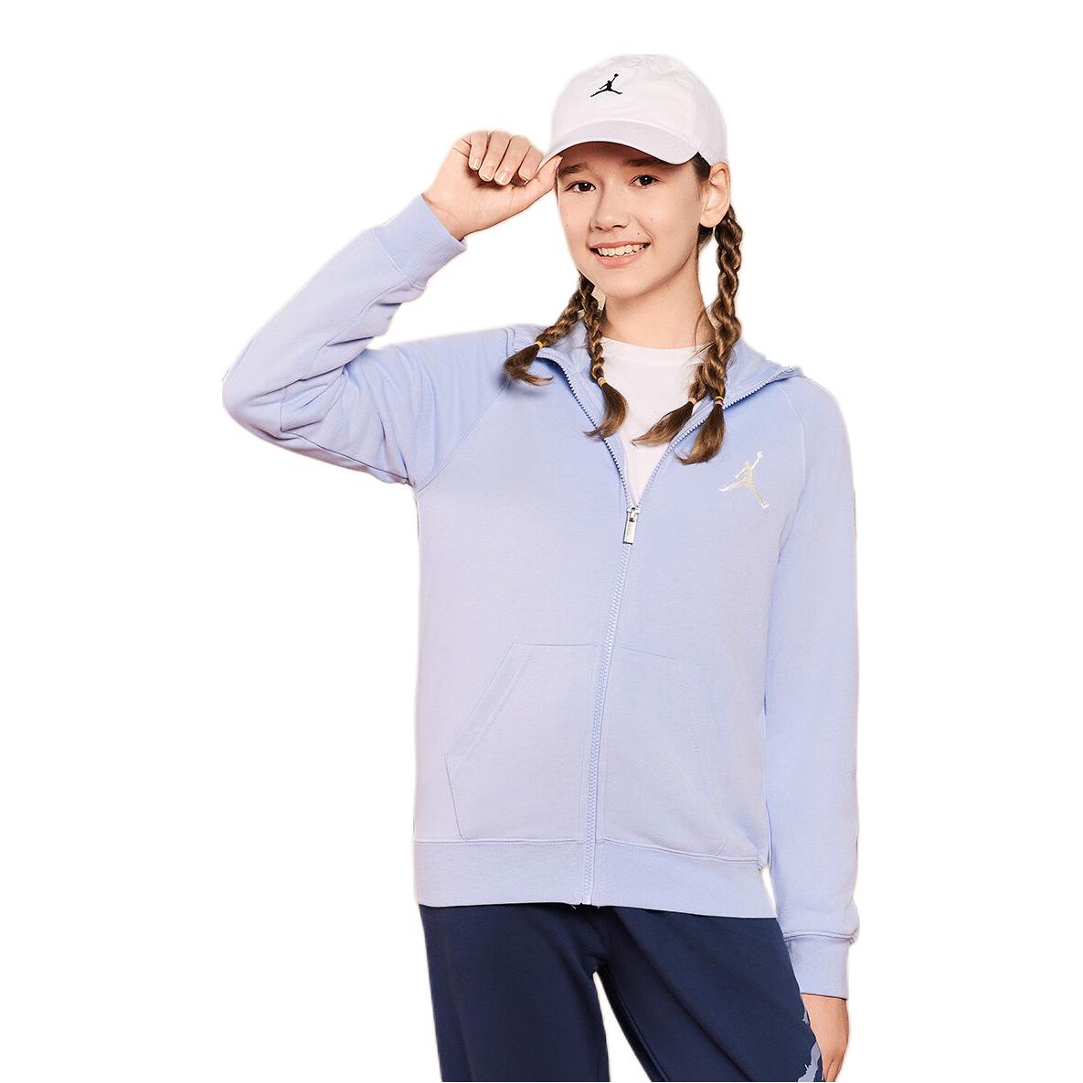 推荐商品：Jordan Brand/乔丹童装 保暖厚款加绒长袖卫衣 男中大童 JD2532286GS 布利斯蓝