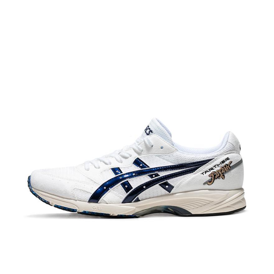 推荐商品：Asics/亚瑟士 Tarther Japan 跑鞋 稳定支撑缓震回弹防滑耐磨网面透气竞速舒适复古轻量 White/Blue 白蓝