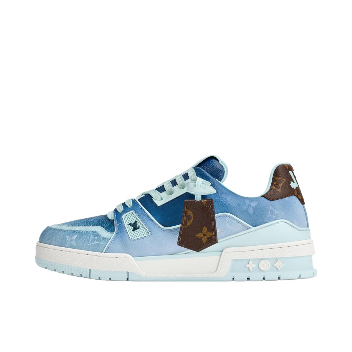 推荐商品：Louis Vuitton Trainer系列 时尚 牛皮 圆头 防滑 轻便 板鞋 海蓝色/棕色