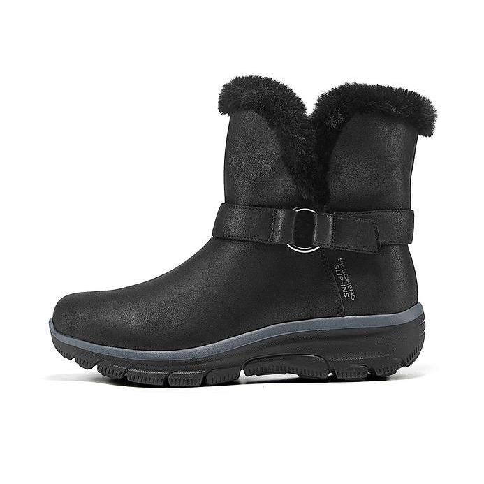 推荐商品：Skechers/斯凯奇 Slip ins Easy GoingDreamers Move 短筒 厚底 圆头 雪地靴 女款/黑色