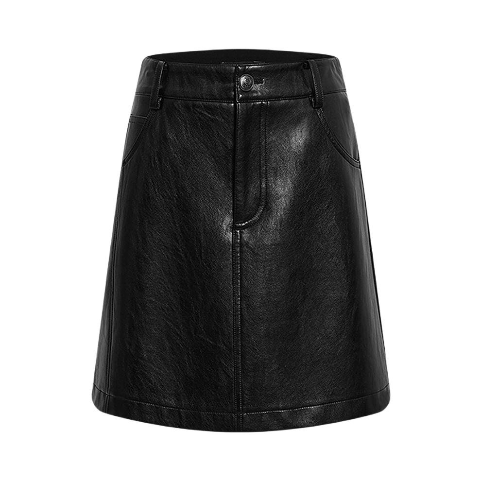 推荐商品：KBNE 中腰A型绑带口袋无弹半身短裙 女装 750743006 黑