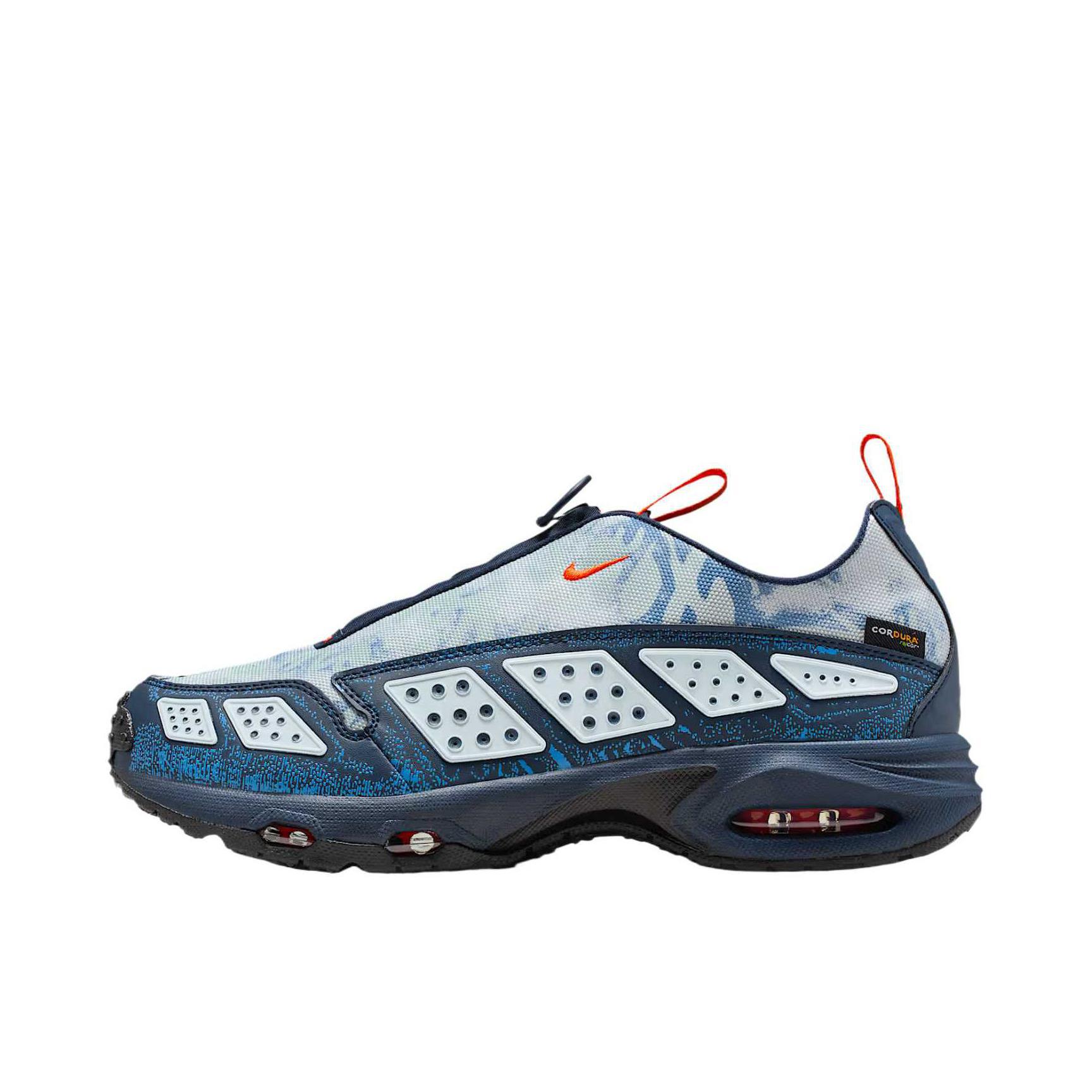 推荐商品：Nike Air Max SNDR 跑鞋 潮流百搭舒适透气防滑耐磨缓震回弹轻便支撑织物低帮贴合 蓝色/青色