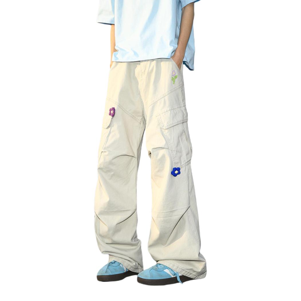 推荐商品：Paint Stain 美式复古风阔腿工装裤 EE-XZWP-A232-1 杏