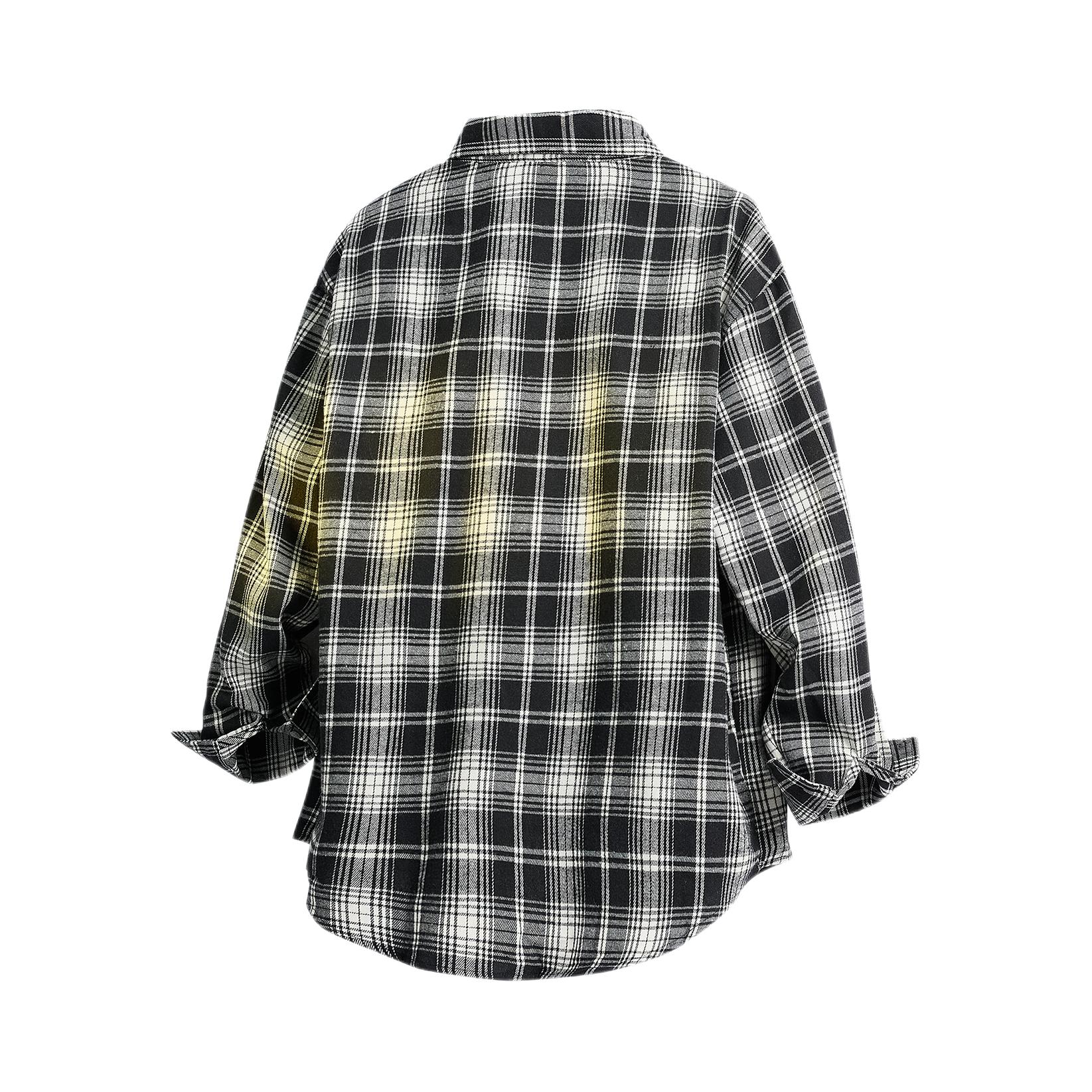 推荐商品：依文 亲肤条纹格子长袖衬衫 STCSQ8850 黑